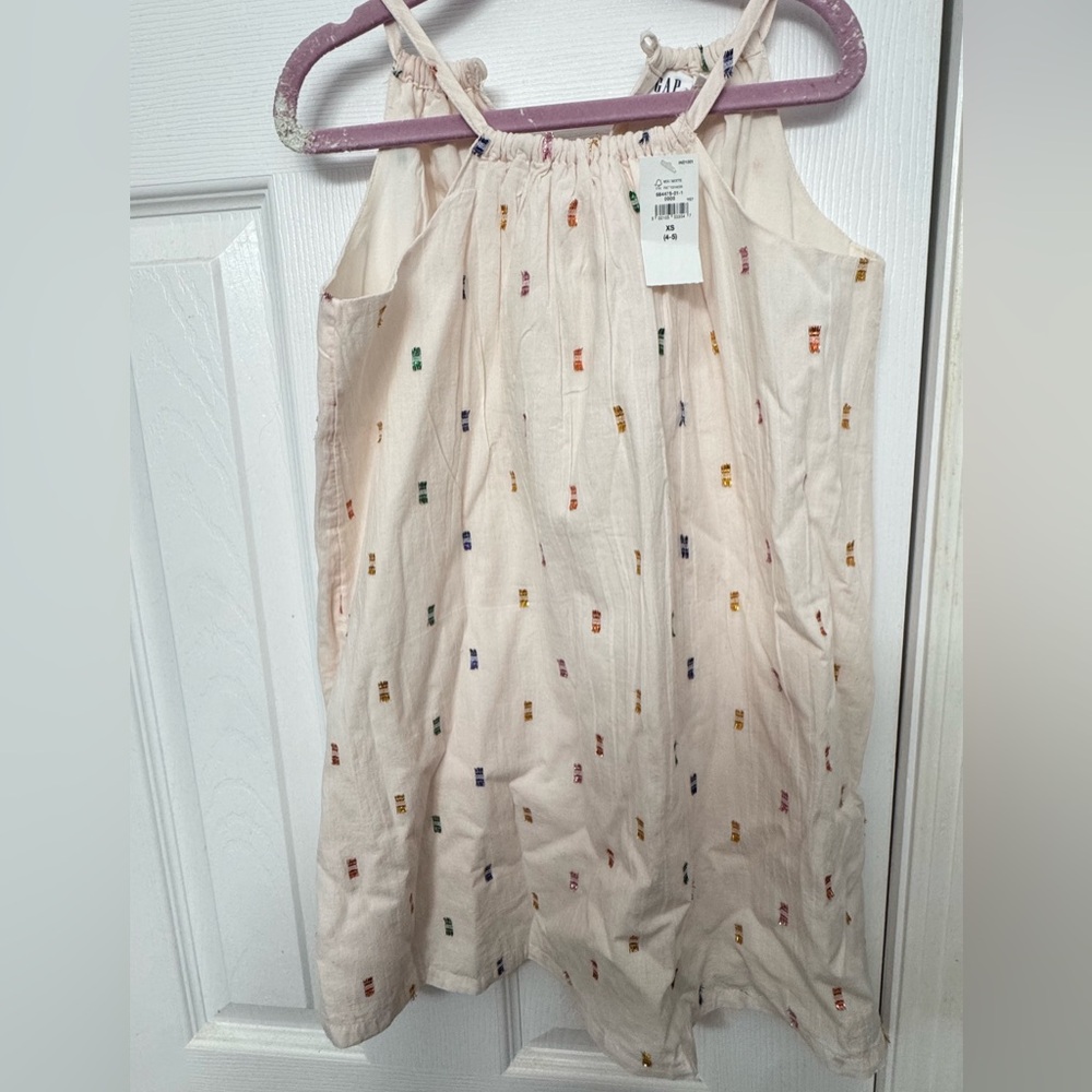 GAP Kids Cream Dress with Colorful Embroidery